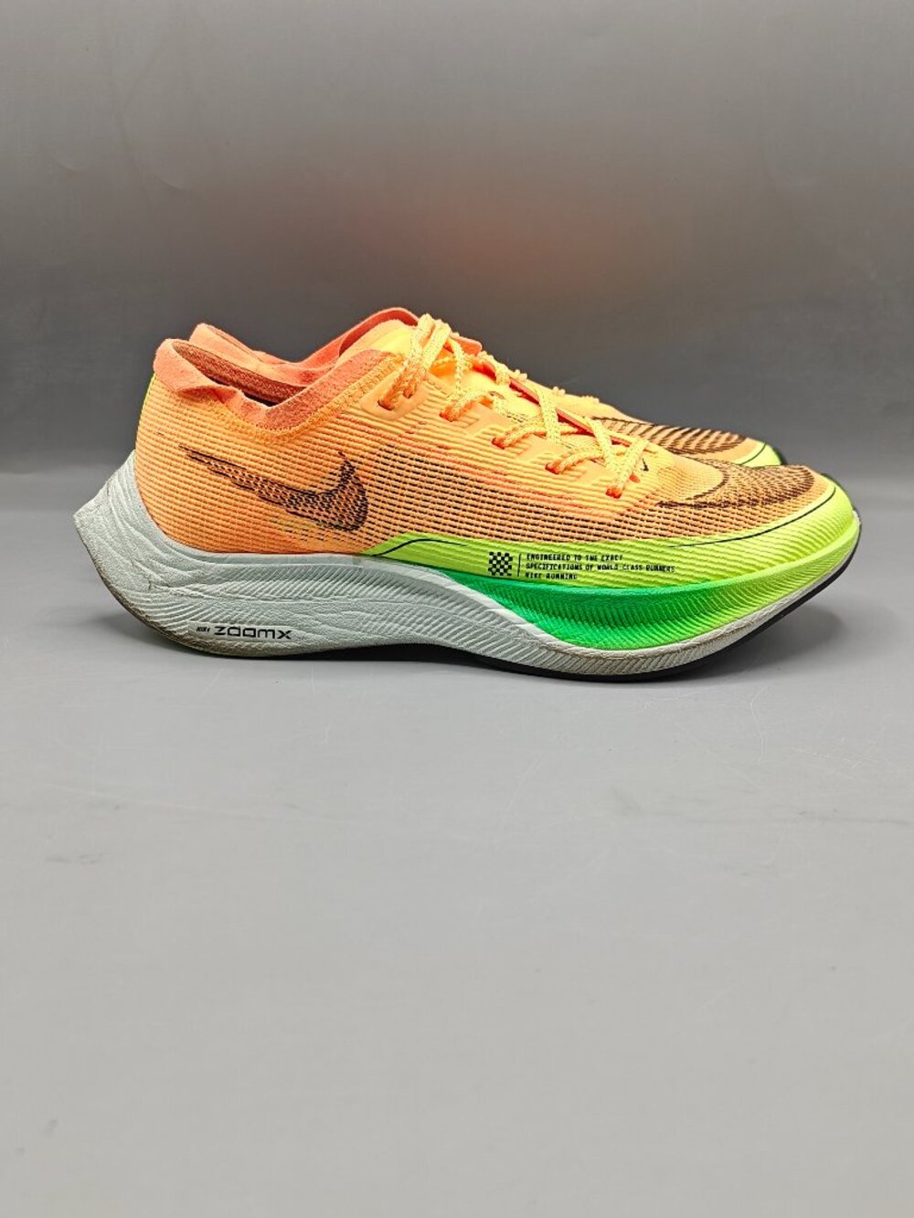 Nike Zoomx Vaporfly Next%2 Peach Cream Green Shock CU4123-801 Women's Size 8.5